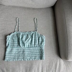 Gingham Smocked crop Top